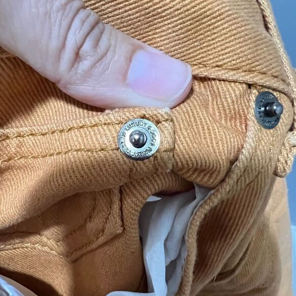 Finest Thread Luxury Goods Straight Leg Jeans Denim 34x32 Brown Orange 5 Pockets - Picture 6 of 11